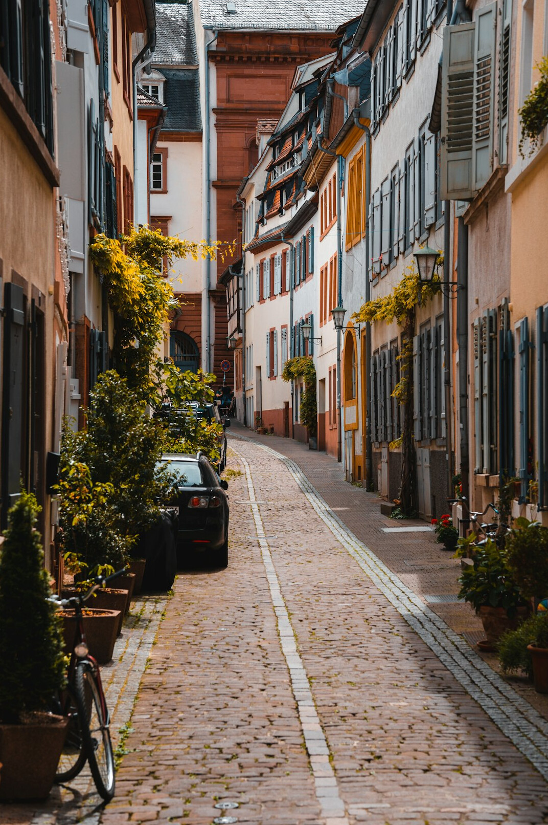 Historic cobblestone street with old stone houses in Colonia del Sacramento Uruguay