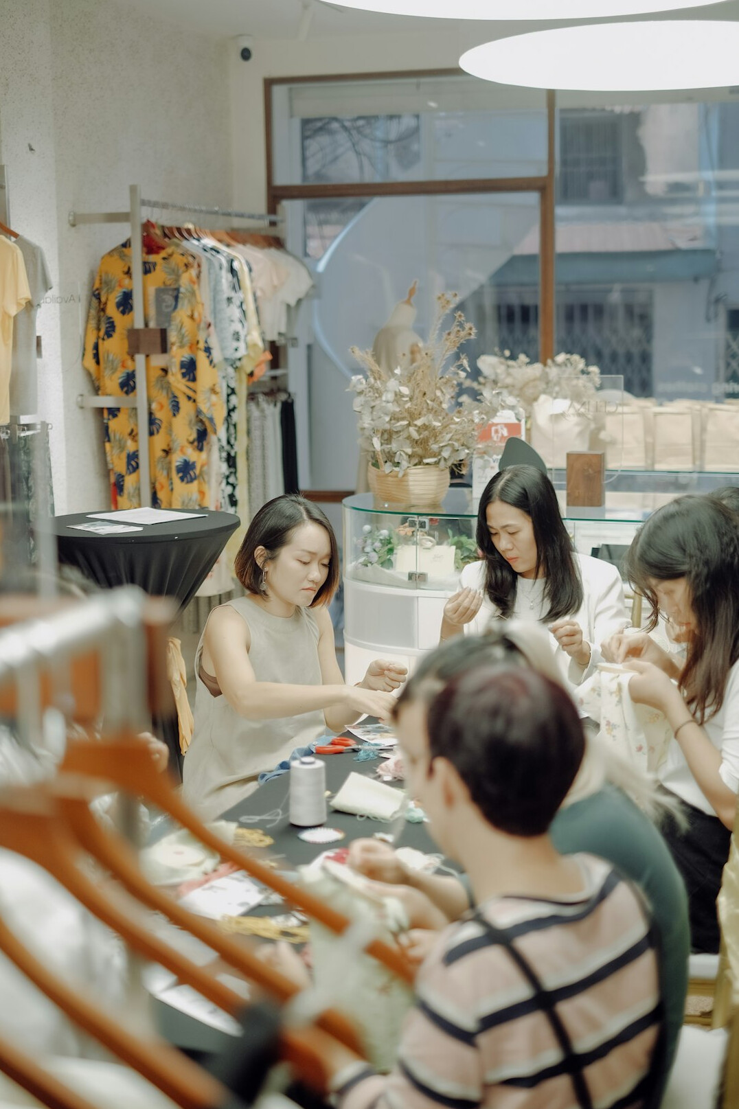 group of teens in store