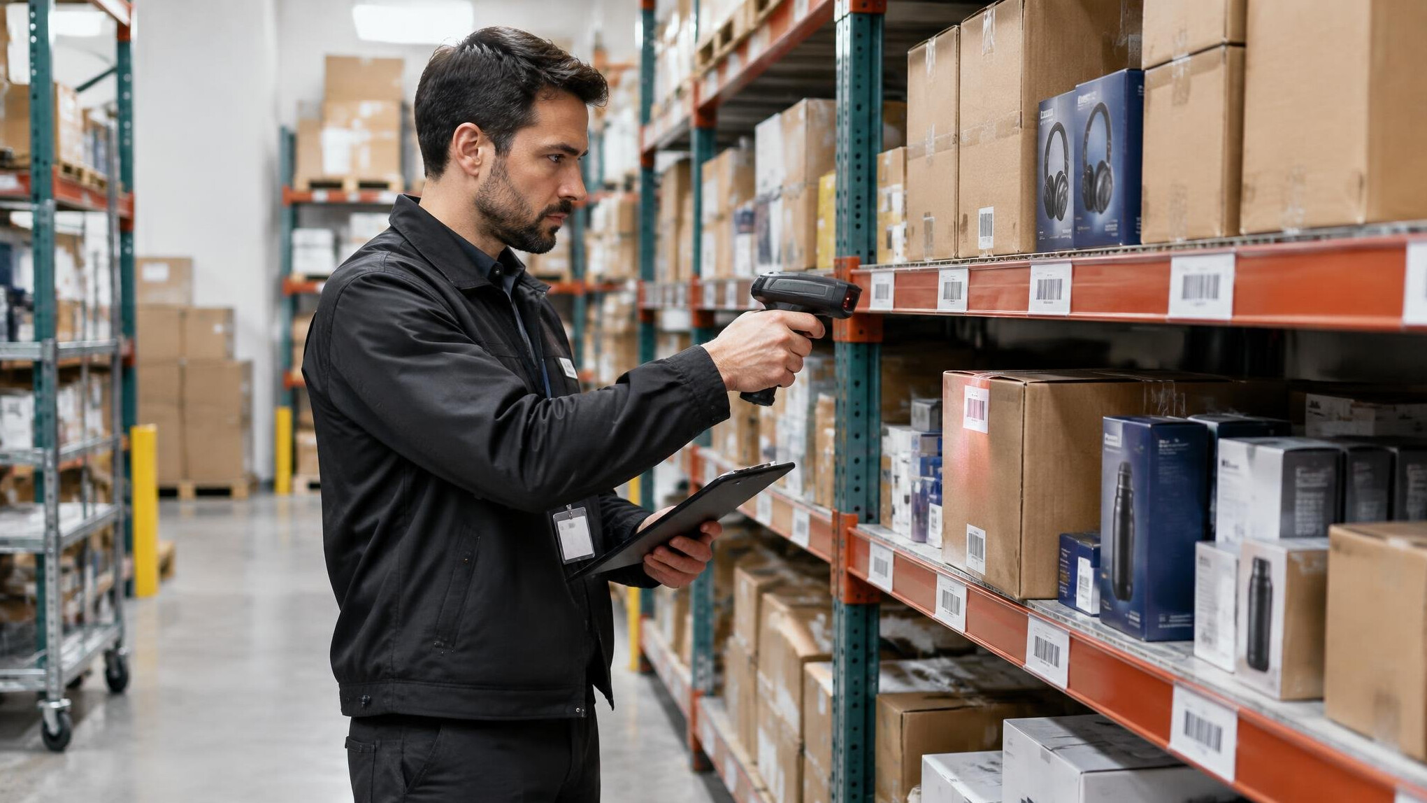 store detective checking inventory