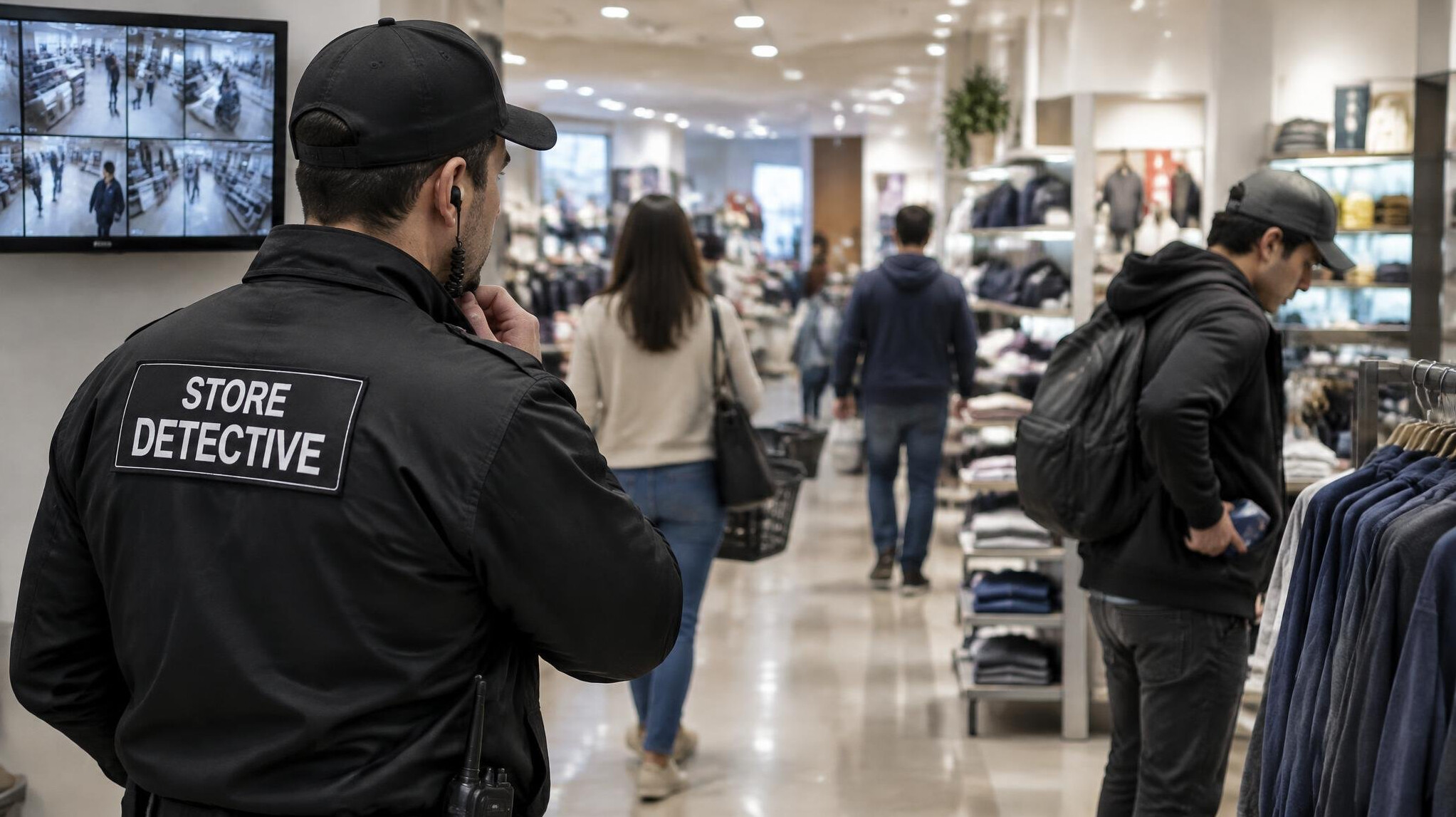 store detective watching customers